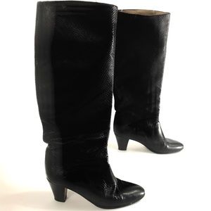 Vintage Saks 5th Ave Knee High Boots Snake Print Leather sz 7
